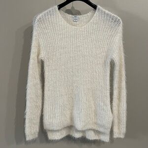 Bar III white fuzzy sweater size small​